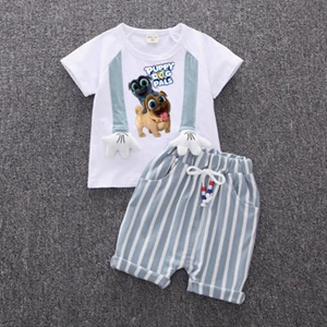 Коллекция 2019 года, новые комплекты одежды для маленьких мальчиков весенне-летняя модная футболка + шорты Одежда для новорожденных девочек
