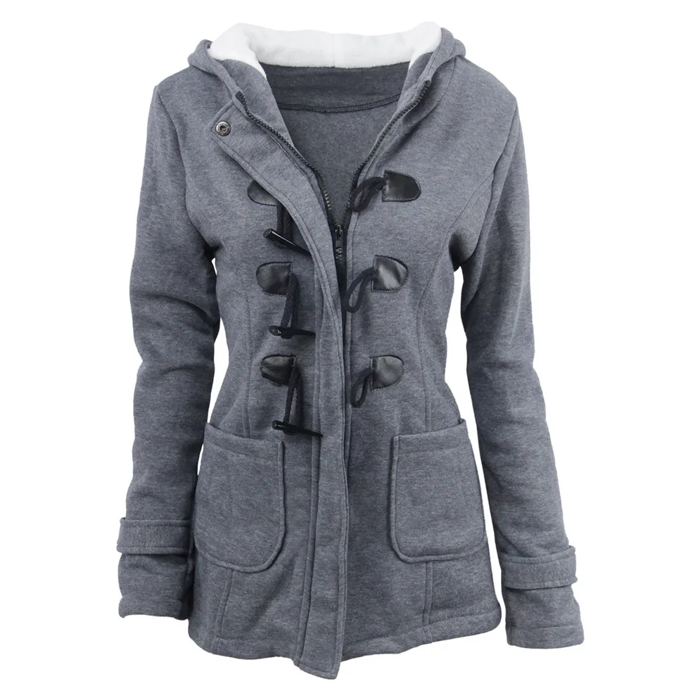 Plus Size S~6XL Women Hooded Coat 2018 Causal Women's Overcoat Female Coat Zipper Horn Button Outwear Jacket Casaco Feminino (1)