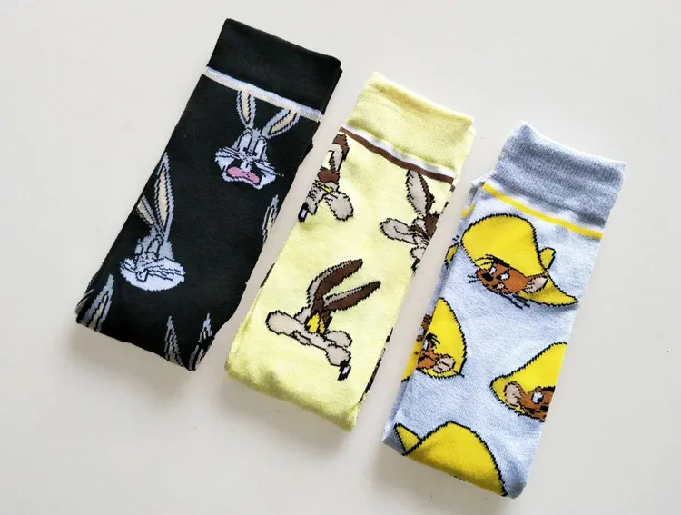 Носки в стиле аниме «Том и Джерри»; носки с кроликом из мультфильма «Веселая весна»; яркие удобные дышащие Гольфы; sokken mannen
