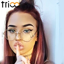 TRIOO ретро круглые женские очки прозрачная оправа круглые линзы близорукость очки прозрачные линзы Золотая оправа очки