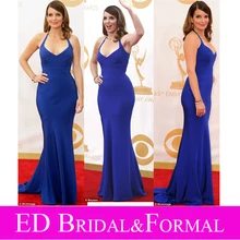 Tina Fey Kleid. Emmy Awards 2013 Roter Teppich Royal Blue Mermaid Halter Abendkleid Abendkleid