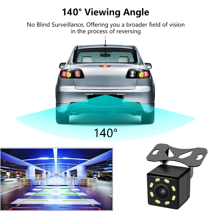 E-ACE I08, автомобильная универсальная камера заднего вида, Автомобильная камера заднего вида, парковочная линия, 8LED, ночное видение, ПЗС камера, водонепроницаемая, широкоугольная, HD видео