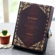 Classic A5 Notebook With Password Lock Retro Writing Notepad Travel Journal Diary Memos Planner Organizer Composition Book Gift hua jie a4 composition books leather pu notebook business daily memos 200 sheets personal organizer notepads lined journal book