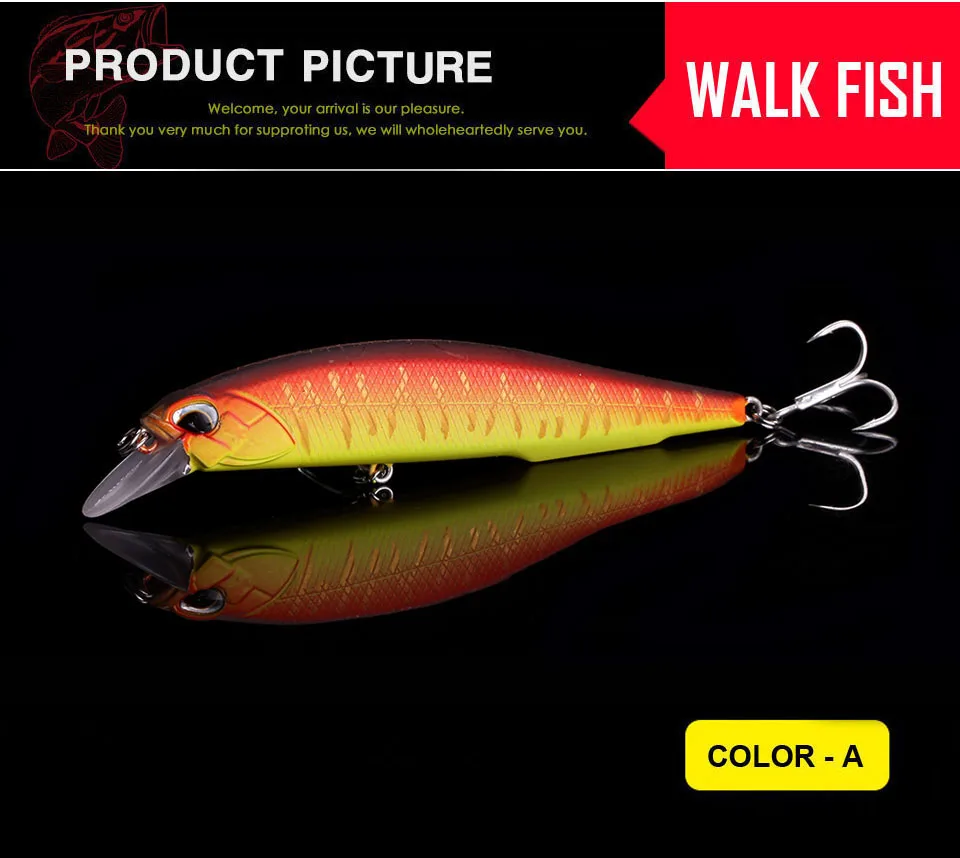 WALK FISH 1 шт. новая модель профессиональная рыболовная приманка 110 мм 14 г плавающий воблер гольян 0,8-1,2 м бас приманка для щуки Крючки mustad