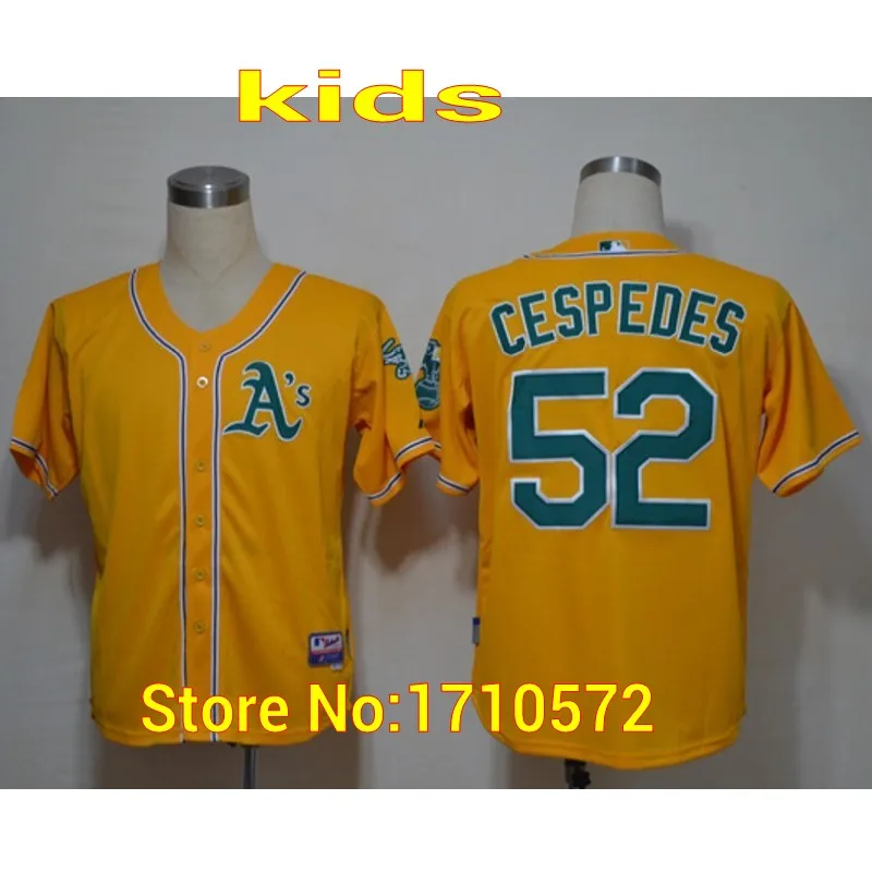 Kids Oakland Athletics Youth Shirts 52 Yoenis Cespedes 24 Rickey Henderson  Cool Base Authentic Baseball Jerseys Stitched Logos