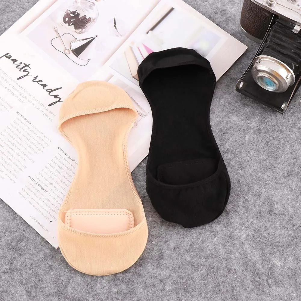 

Solid Color Summer Thin Sponge Pad Boat Socks Women Invisible High Heels Socks Soft Breathable Cotton No Side Short Socks