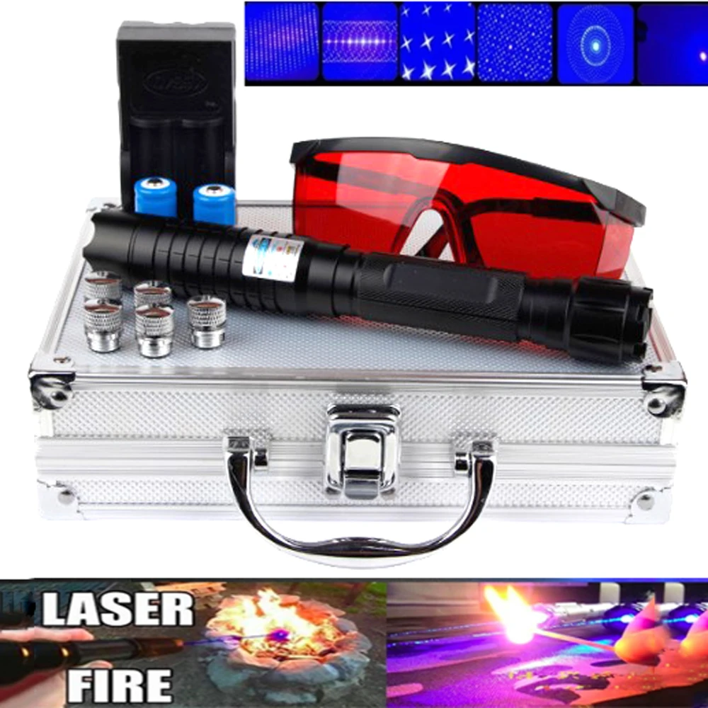 

High Power laser pointer Burning Blue Laser Torch 445nm 10000m Focusable Laser sight Pointer Flashlight burn match lit cigarette