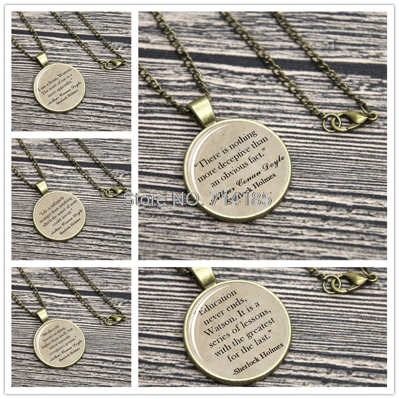 

Sherlock Holmes Quote Necklace Keyring Arthur Conan Doyle I Am A Brain, Watson Education Never Ends keychain