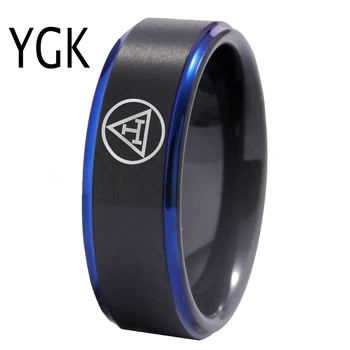 

YGK Jewelry Royal Masons Logo Ring Freemason Mason Tungsten Rings for Men's Bridegroom Wedding Engagement Anniversary Ring