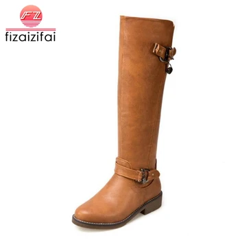 

Coolcept Size 33-44 Women's Winter Boots Metal Buckle Fur Warm Winter Woman Shoes Zipper Knee Boots Fashion Simple Long Boots