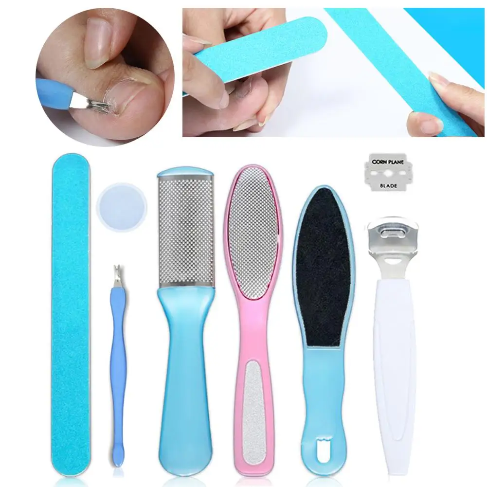 

8Pcs/Set Manicure Foot Care File Set Dead Hard Skin Callus Remover Scraper Pedicure Rasp Tools Feet Care Tool Kit Stainless Tool