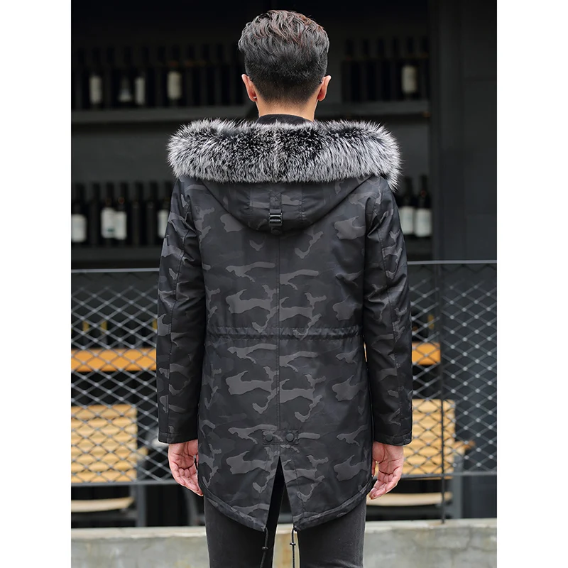 AYUNSUE, зимняя куртка, натуральный Лисий мех, воротник, пальто с капюшоном, норковая меховая подкладка, куртки, парка, Veste Homme Hiver, Канада, стиль, P-N2316, ZL862