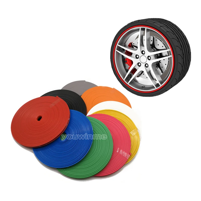 

8Meters Car Wheel Rims Protectors Wheel Hub Protector Colorful Sticker Mouldings Tire Guard Line Moulding Trim