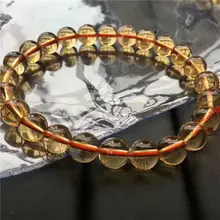 Натуральная натуральный цитрин кристалл кварца круглый Бусины браслет 8.2-8 мм AAA