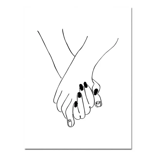 Line Drawing Kiss Handholding Canvas Poster Abstract Wall Art Painting Print Minimalist Nordic Decoration Picture Home Decor Painting Calligraphy Aliexpress