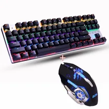 LED Backlit red/blue/black switch Gaming Mechanical Keyboard+Macro programming Mouse combo set 3200DPI gaming Russia stickers