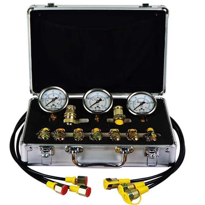 Excavator Hydraulic Pressure Test Kit, Portable Hydraulic Test Gauge,Pressure Test Guage Coupling 9000 PSI Max