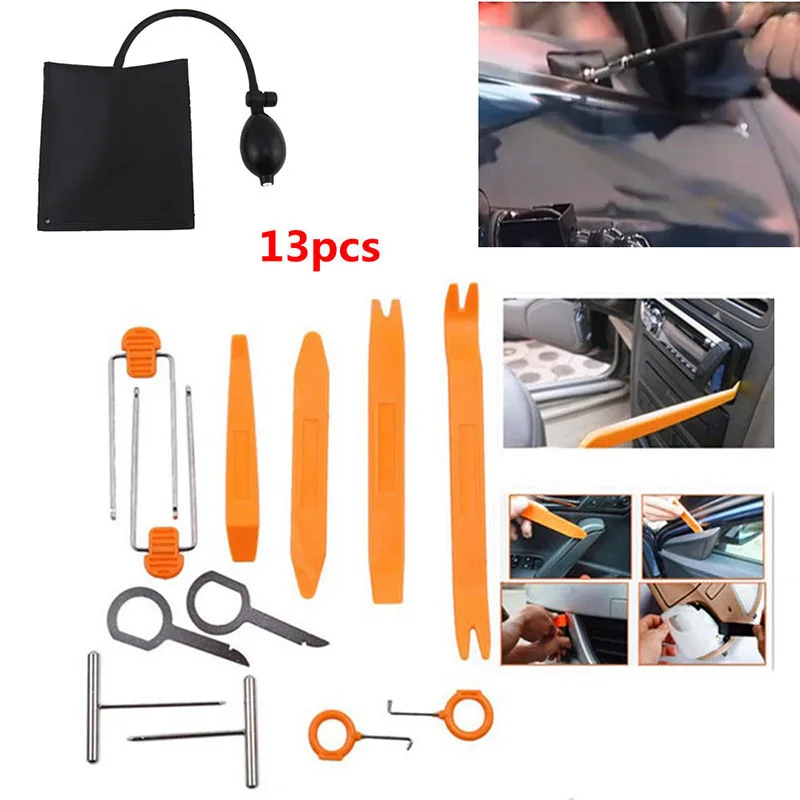 

Universal Open Pry Tools Kit Panel Removal Dash Door Radio +Gasbag for Car
