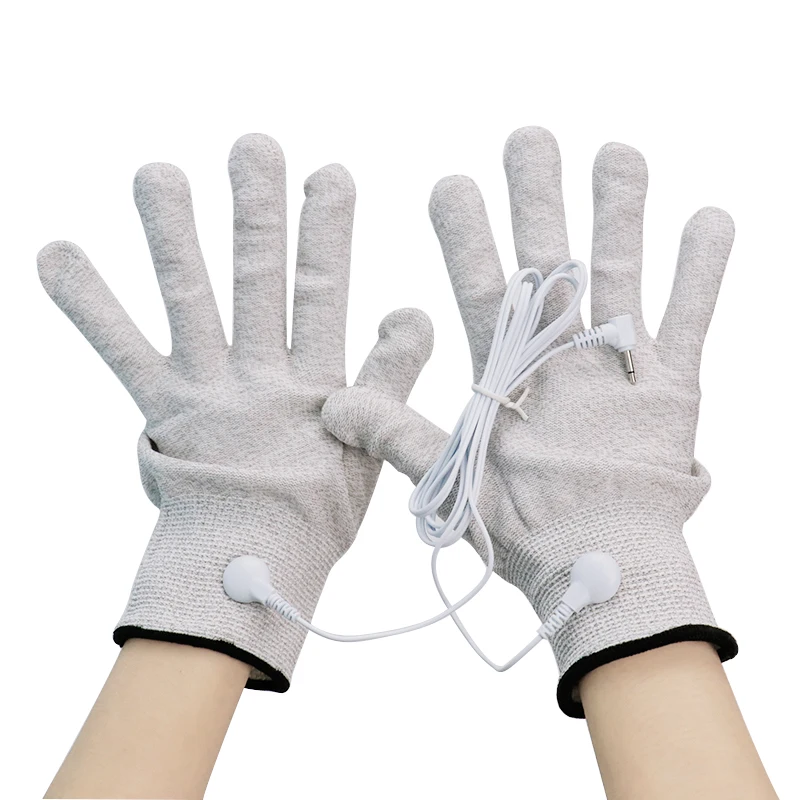 1Pair Breathable Tens Conductive Massage Gloves + Cable Use With Acupuncture Physiotherapy Massager/Digital Tens Pulse Machine