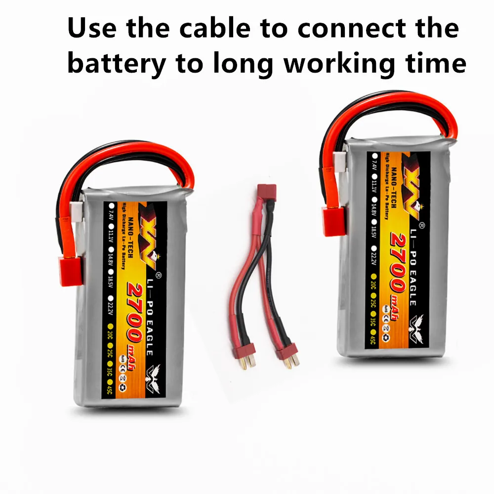 

Upgrade XW 2S 7.4v 5400mah Li-po Battery (7.4V 2700mah x2) with cable 20C Max 30C for Wltoys 12428 12423 1:12 RC Car Spare parts