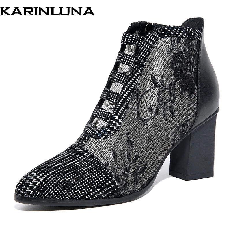 

Karinluna 2019 brand design genuine leather sheepskin spring party women shoes woman fashion high heels office lady shoes pumps