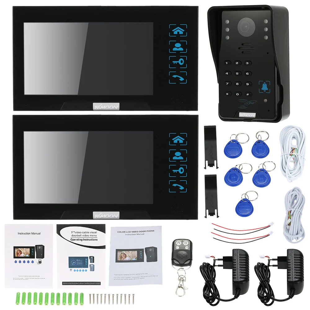 Excellent KKmoon 7" Color Screen Video Intercom Video Door Phone Waterproof Visible Home Door Intercom With 1000TVL Camera Night Vision 10