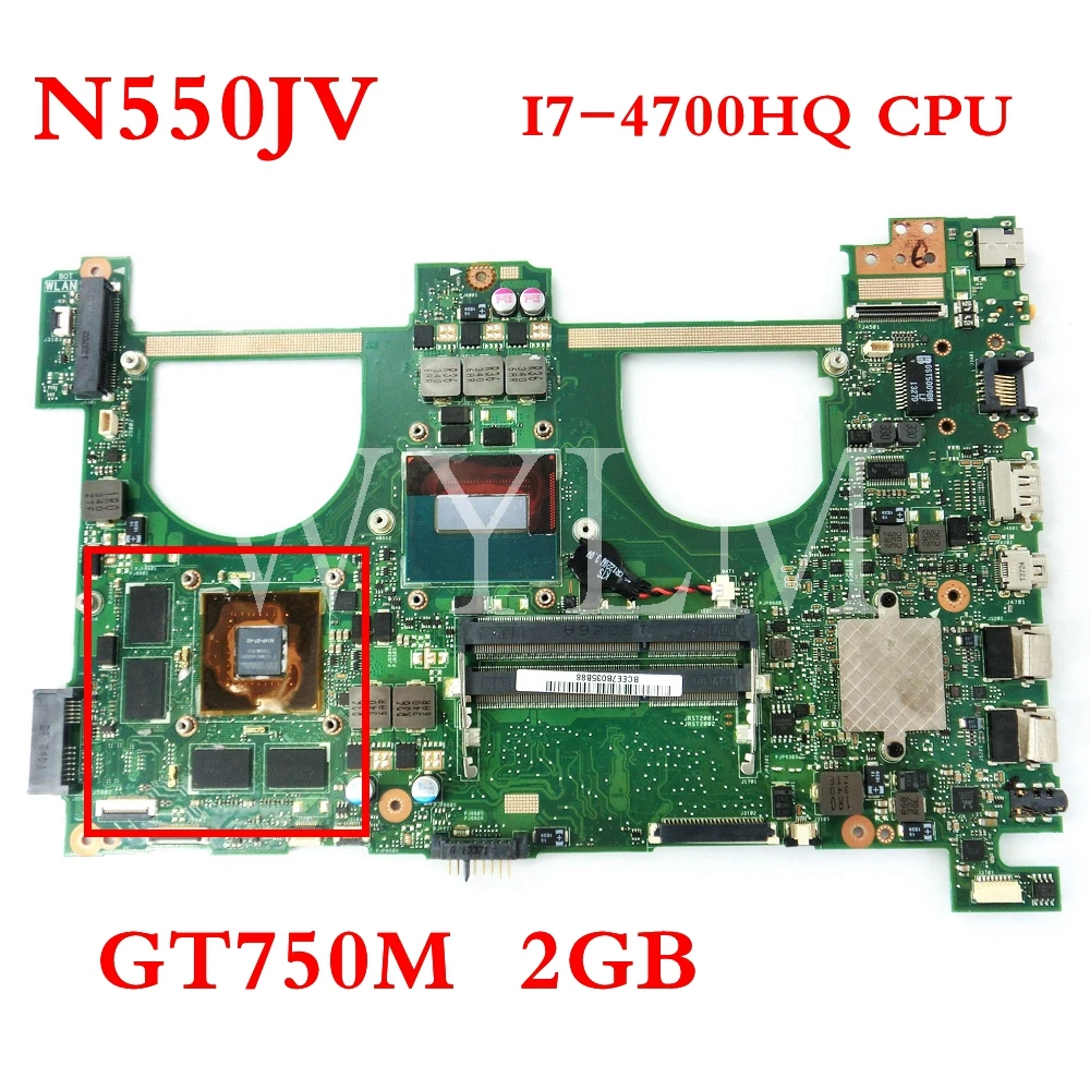 N550JV материнская плата i7-4700HQ GT750M/2G N550JV REV: 2,0 Материнская плата Asus Q550JV N550J N550JV N550JK Материнская плата ноутбука испытания