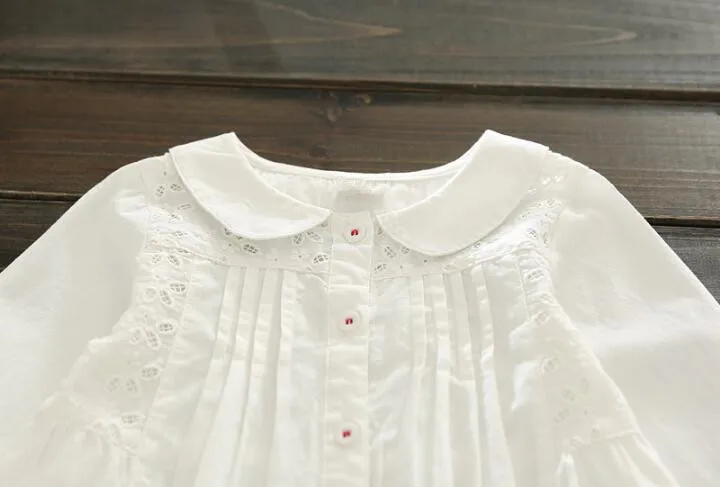 Y0427-08; осенняя одежда для маленьких девочек; блузки для девочек; рубашка; блузка для малышей; модная детская одежда белого цвета