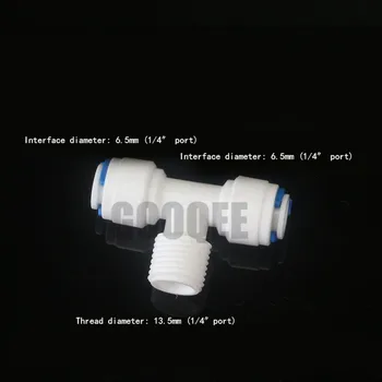 

RO Water Quick Fitting 3 Way Tee 1/4" 3/8" OD Hose Connection 3/8" BSP Male Thread Plastic Pipe Coupling Reverse Osmosis System
