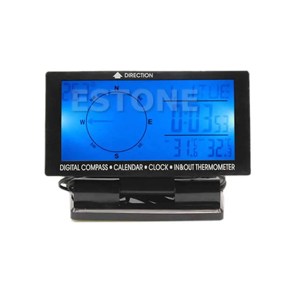 

Car Digital Compass With Clock In/Out Thermometer Calendar Function Luminous GBP