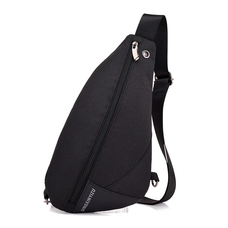 Canva zipper solid chest bag Casual men's bag Single Silt pocket bags  KKZ