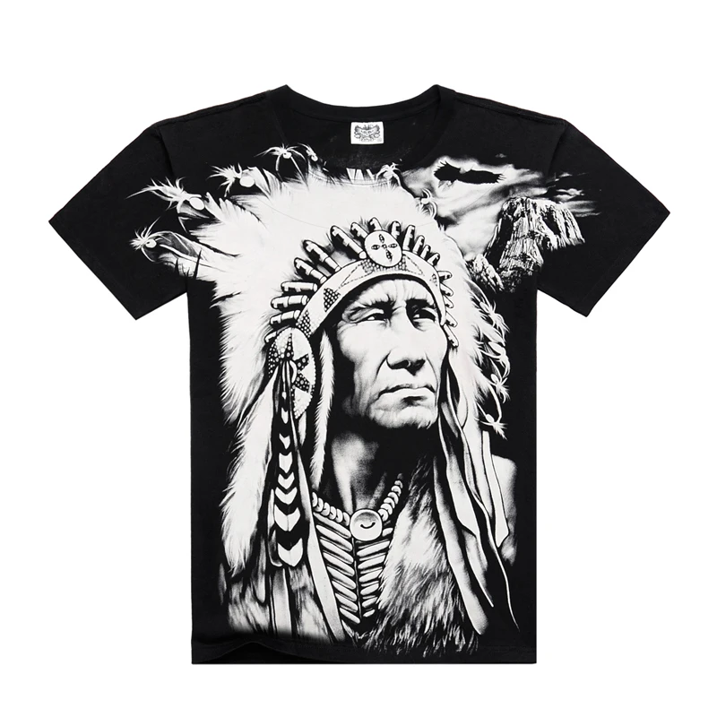 

New T shirts Cool 2016 Fashion Men's Cotton Sleeve 3D Printed Indian Character Men's T shirt Men Tops Hip Hop Tshirt
