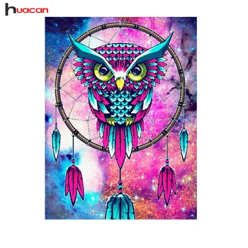 

Huacan 5D Diy Diamond Painting Cartoon Owl Animal Pattern Full Square Drill Diamond Mosaic Home, Office Decor Handmade Hobby