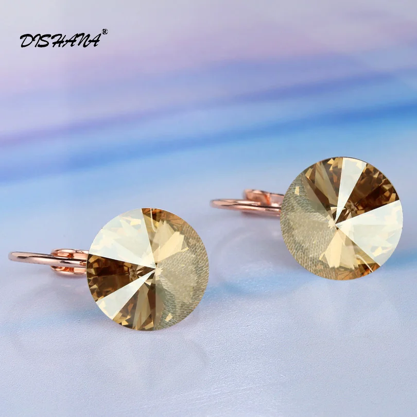 Dishana Romantic Jewelry 2017 Drop Earrings Wedding Elegant Rose Gold-color AAA Cubic Zirconia Stone Earring for Women E0001-2