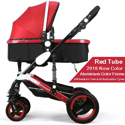 Wiselone Роскошная детская коляска 2 в 1 с высоким пейзажем, переносная складная детская коляска, дешевая детская коляска - Цвет: Red frame