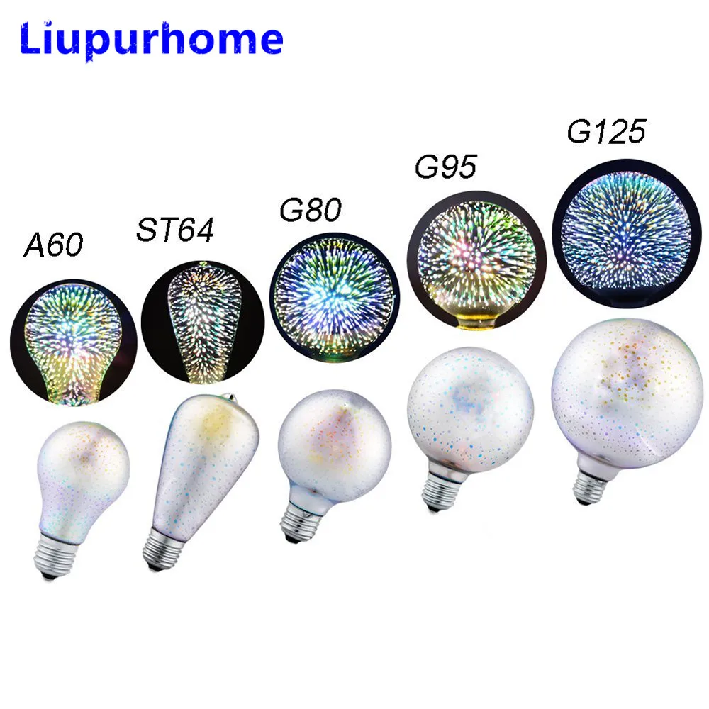 3D светодиодные лампы Star E27 Винтаж Эдисон ночник красочные Bombillas Ретро Стекло Рождественский Декор для дома, стилизованные под языки пламени RGB свет