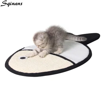 

Sqinans Fish Shape Cat Scratch Mat Sisal Fleece Scratch Board Cat Teaser Toy Chew Bite Cat Scratcher Mat Pet Supplies