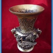 Очень редкая династия Мин(xuan de1426-1438) Медь даргон ваза с изображением птицы Феникс