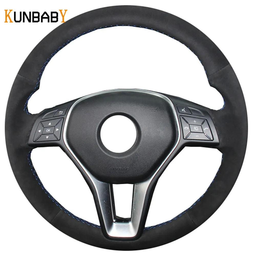 KUNBABY Car Styling Suede Hand stitched Car Steering Wheel Cover for