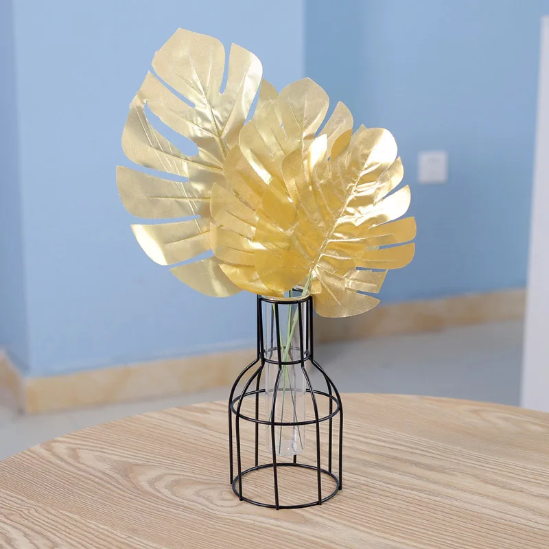 

1pc Artificial Monstera Plants Plastic Long Gold Eucalyptus Leaves Home Garden Decor Accessories Photography Decor Leaves