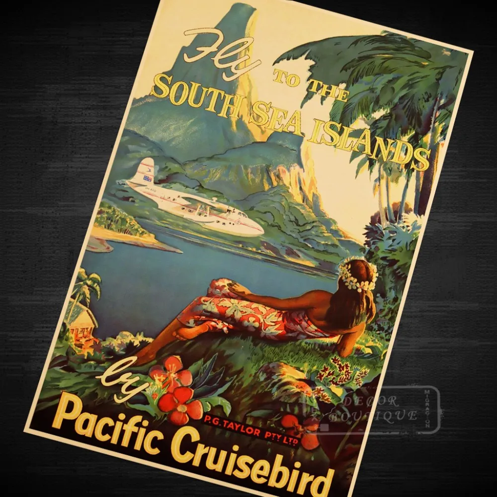 Пасифик Cruisebird сервис индонезийский вид пейзаж старинный ретро постер из