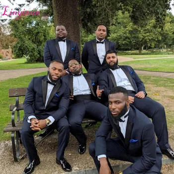 

Linyixun Retro Navy Blue Men Suits Wedding Black Peaked Lapel Groom Tuxedo Slim Fit Ternos 2Pieces Male Blazer Jacket Pants Cost