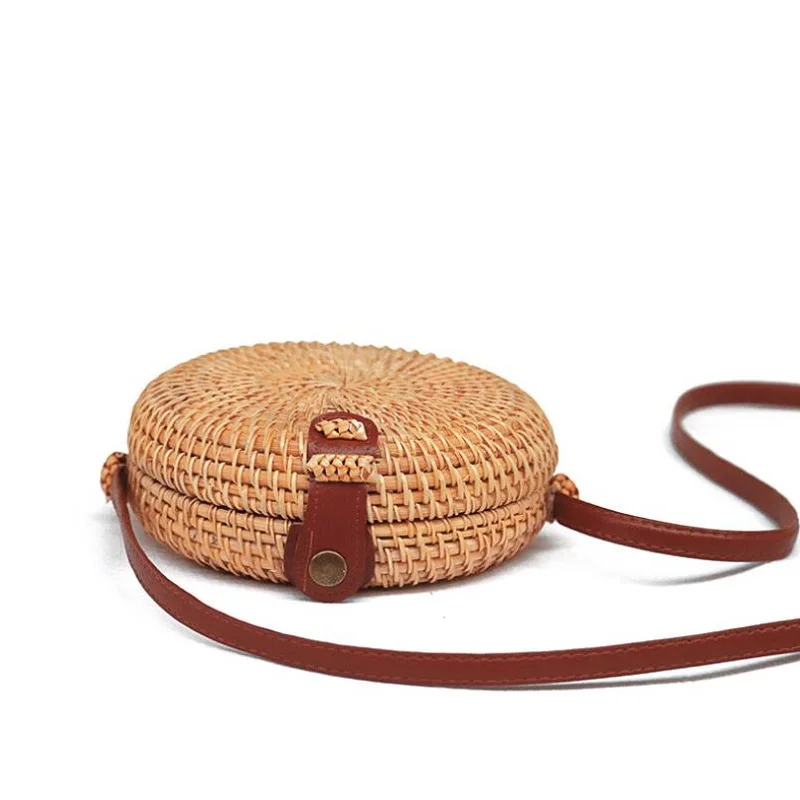 Модная квадратная круглая соломенная сумка, женская летняя плетеная пляжная сумка ручной работы из ротанга, богемная Сумочка, женская сумка с блестками, osier - Цвет: Round