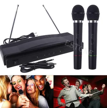 

Professional Wireless Microphone System Dual Handheld 2 x Mic Cordless Receiver-27#/CC