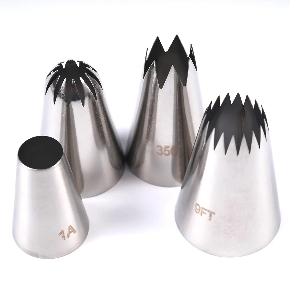 

4 Pcs Large Icing Piping Nozzle Russian Pastry Tips Baking Tools Cakes Decoration Set Stainless Steel Nozzles Cupcake