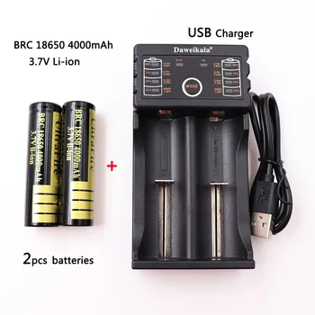

2pcs/Lot Daweikala 2018 New 18650 battery 3.7v 4000mAh Rechargeable battery Flashlight battery +1 charger+free shipping
