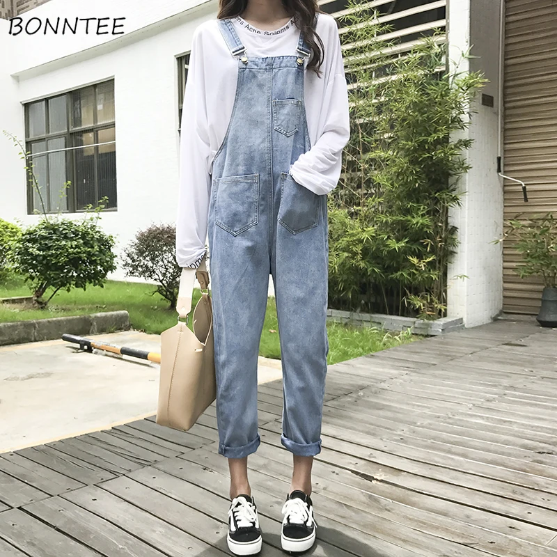 

Jumpsuits Women Simple Elegant Korean Style High Quality Straight Harajuku Womens Soft Trendy Students Leisure Ladies Loose Chic