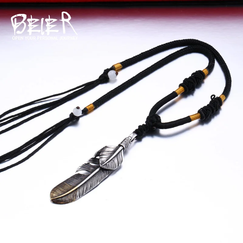 

Beier 316L Stainless Steel pendant necklace 3D exqusite feather pendant for gift jewelry BP8-174