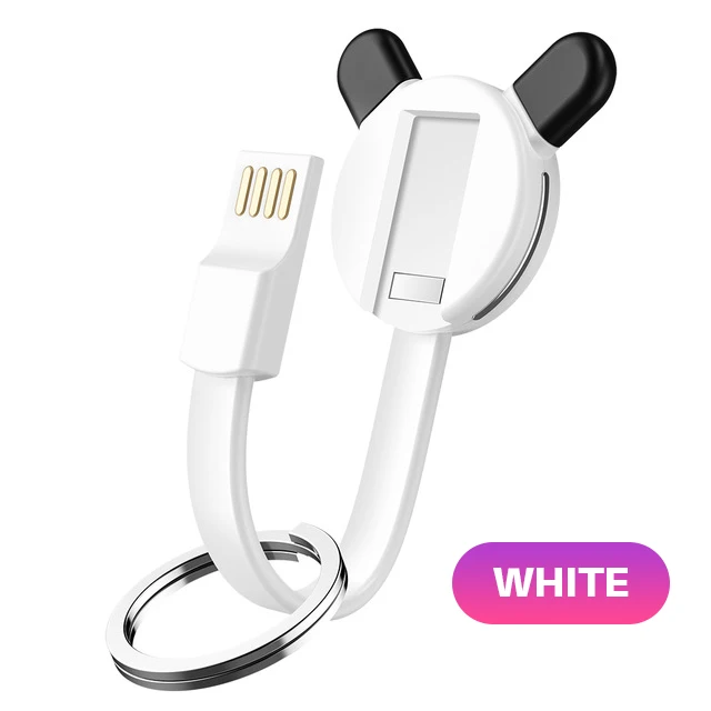 YBD Panda USB кабель для iPhone samsung Powerbank Micro usb type C кабель для huawei Xiaomi брелок аксессуар зарядный Шнур кабель - Цвет: White