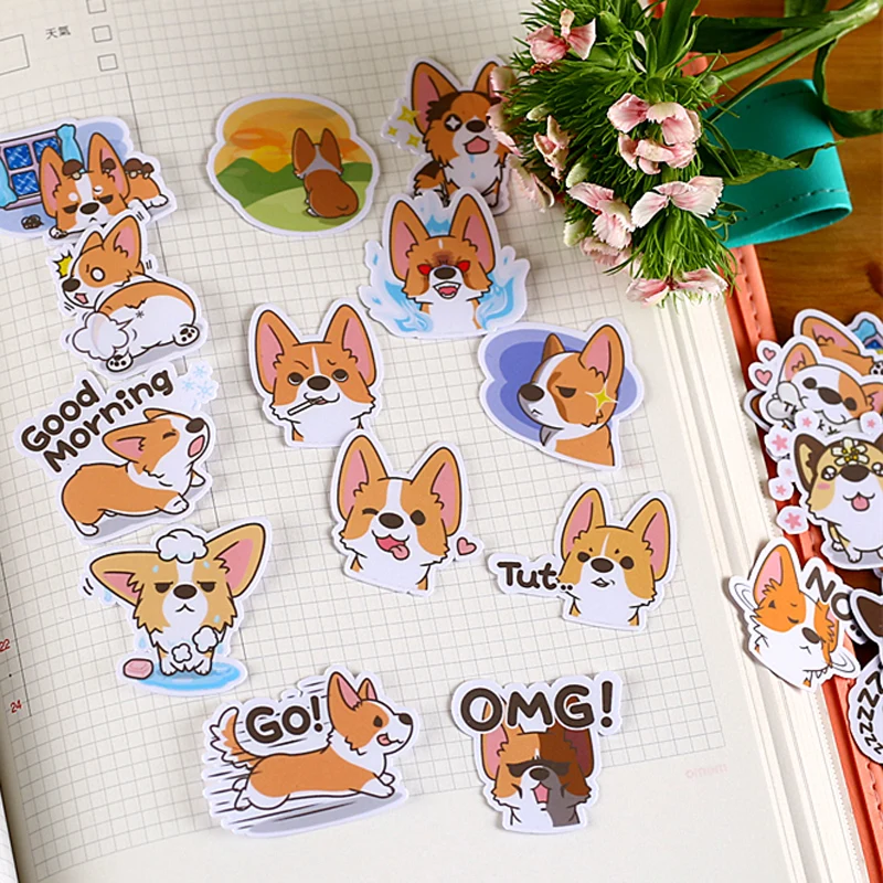 33pcs A variety of corgi dogs Decorative Sticker Adhesive Stickers DIY Decoration Craft Scrapbooking Stickers Paper crafts TZ275